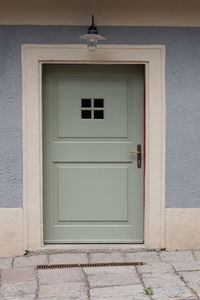 Closed door of building