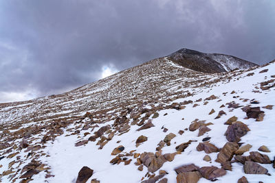 Snow covered mountain against sky