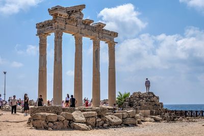 Side, turkey 18.07.2021. temple of apollo in the ancient city of side in antalya province of turkey