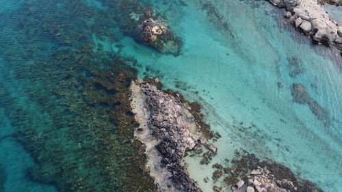 High angle view of sea waves