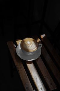 High angle view of coffee on table