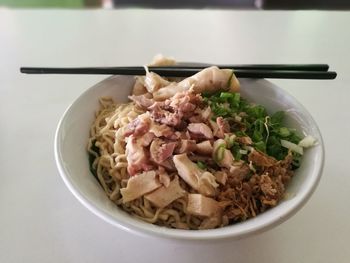 Close-up of food in bowl on table