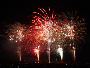 Firework display at night