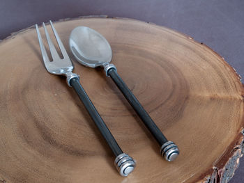 High angle view of objects on table