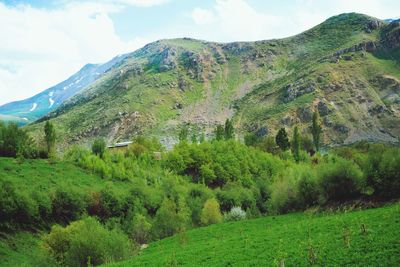 Scenic view of mountains against sky