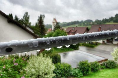 Close-up of water against cloudy sky