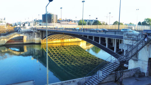 High angle view of bridge over river in city