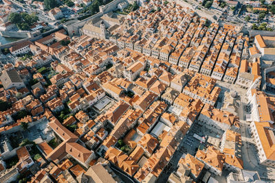 High angle view of buildings in city