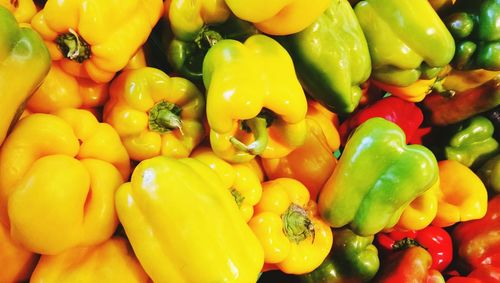 Full frame shot of multi colored bell peppers