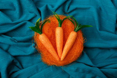 High angle view of orange food