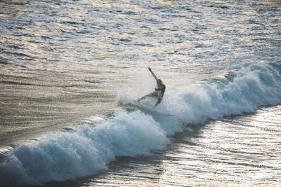 Sea waves splashing on shore