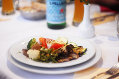 Close-up of meal served in plate