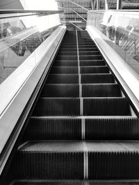 High angle view of escalator