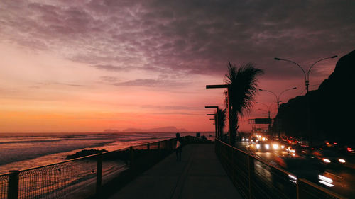 View of road at sunset