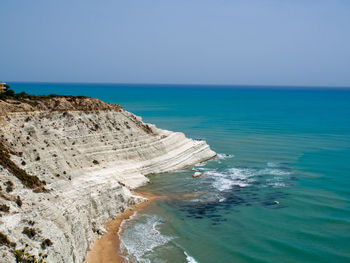 Scenic view of sea against clear sky