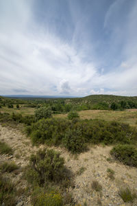 Scenic view of land against sky