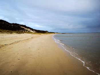 Scenic view of beach against sky