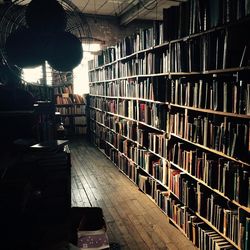 Row of books in library