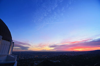 View of city at sunset