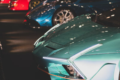 Close-up of illuminated car