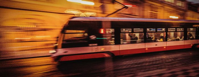 Blurred motion of train at night