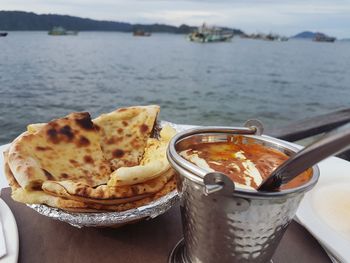 Close-up of breakfast on table