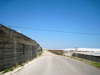 Road against clear blue sky