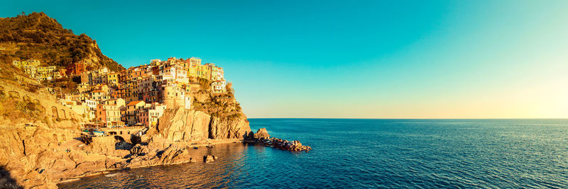 Scenic view of sea against clear sky