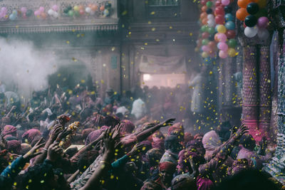 Group of people in celebrating festival at temple