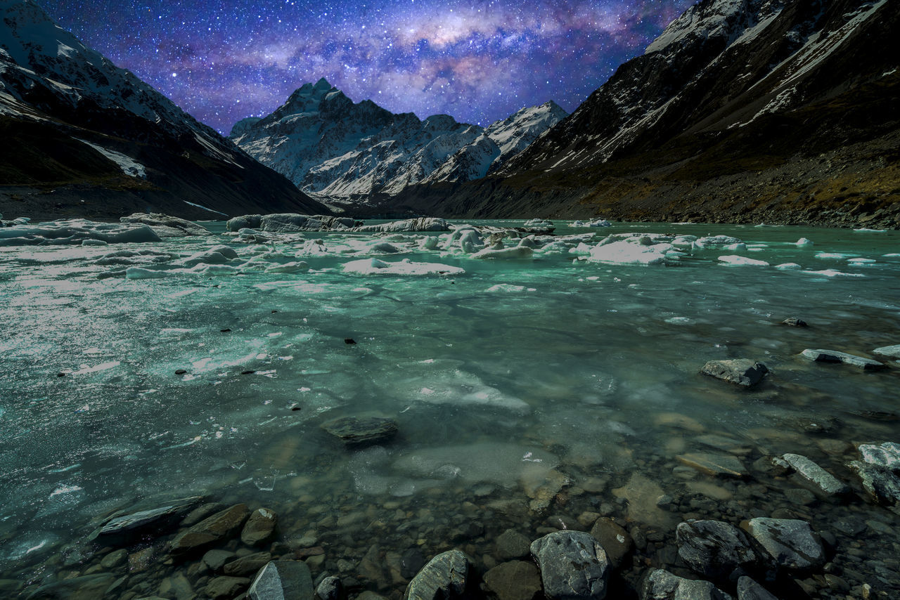 SCENIC VIEW OF SNOWCAPPED MOUNTAINS DURING WINTER