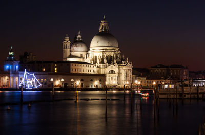 Grand canal against santa maria della salute during night