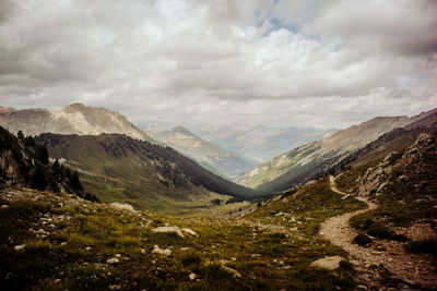 Scenic view of mountains against sky