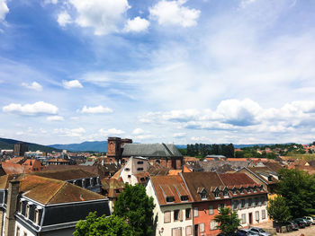 High angle view of townscape against sky