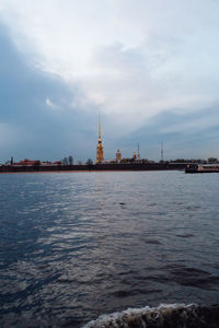 View of buildings in water