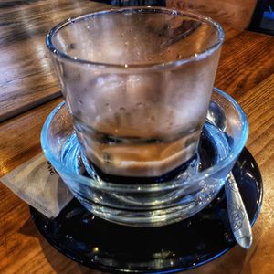 High angle view of drink on table