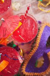 High angle view of drink on table