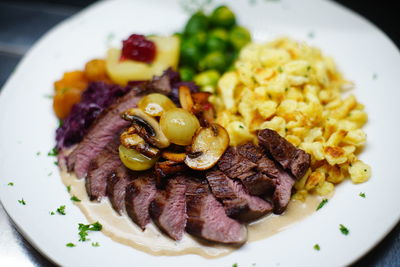 High angle view of meal served in plate