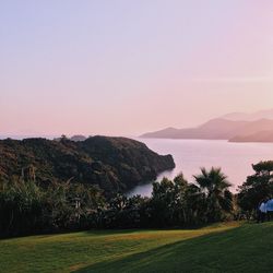 Scenic view of landscape against clear sky