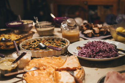 Close-up of food on table