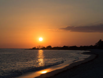 Scenic view of sea at sunset