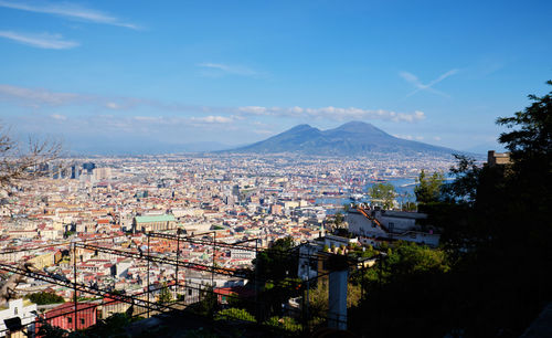 High angle view of townscape against sky