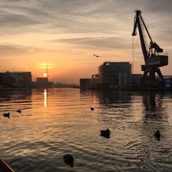 View of city at sunset