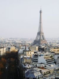 Cityscape against clear sky