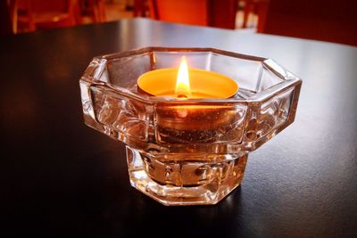 Close-up of lit candle