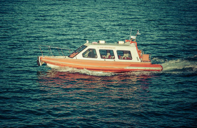 Boat sailing in sea
