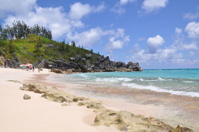 Scenic view of beach against sky