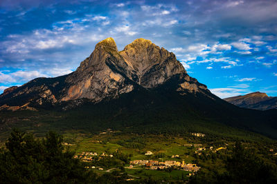 Scenic view of mountains against sky