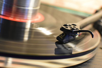 Close-up of turntable