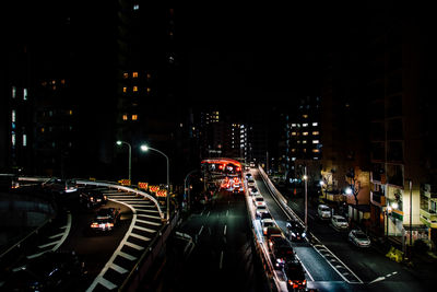 Traffic on road at night