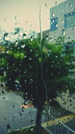 Close-up of water drops on glass